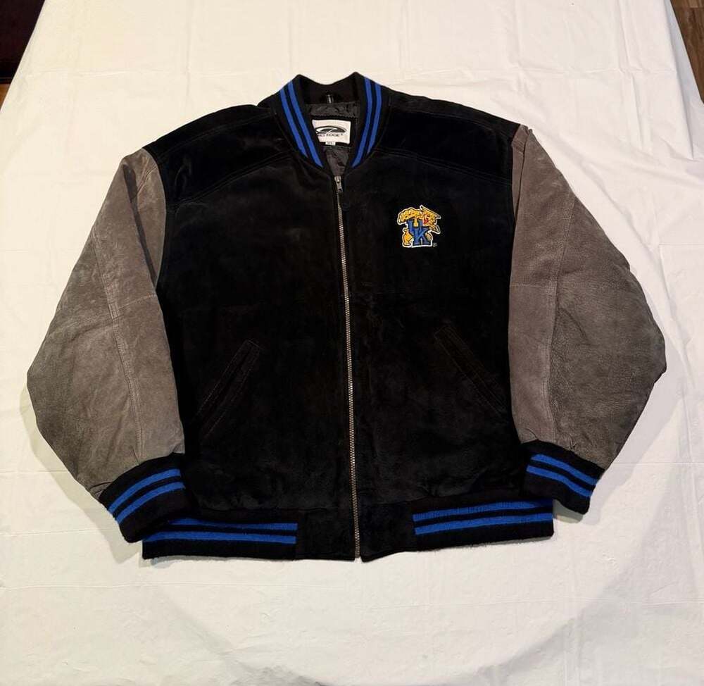 Vintage Pro Edge Kentucky Wildcats Genuine Suede Leather Varsity Jacket XL
